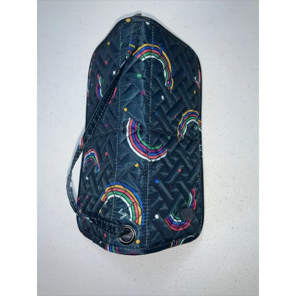 Lug Sleeper Cosmetic Case Pouch Zip Around Case Quilted Rainbow Blue Travel Bag